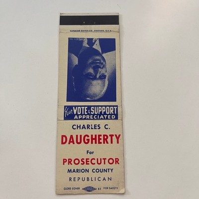 Charles C Daugherty For Prosecutor Morgan County Vintage Matchbook Cover SMB2-1