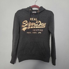 Superdry grey and gold pullover hoodie size 8
