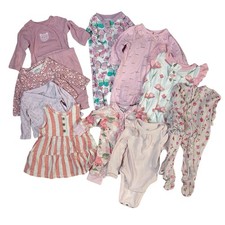 Carters Girls 11 Pc Bundle Lot Newborn 0-3 Months Floral Pink Girly Footies Tops