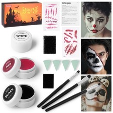 Halloween Zombie Makeup Kit, Black White Red Face Paint Body Painting Kit wit...