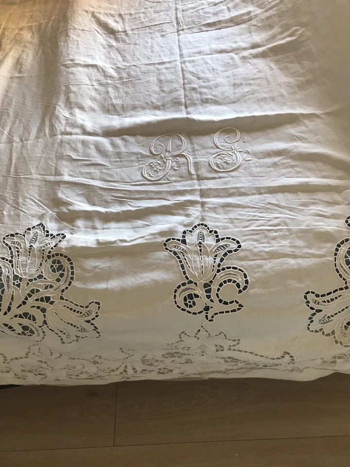 Drap Ancien De Présentation Neuf Broderie Richelieu - Photo 3/4