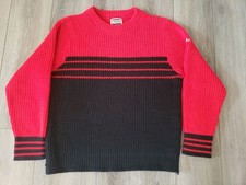 Vintage YAMAHA Red & Black Knit Med Sweater Striped Crewneck Motocross USA Retro