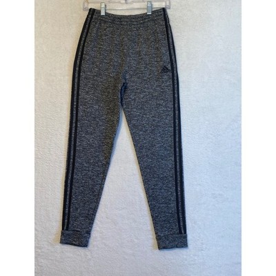 Adidas Youth L Gray Heathered Track Pants Drawstring Logo Stripes