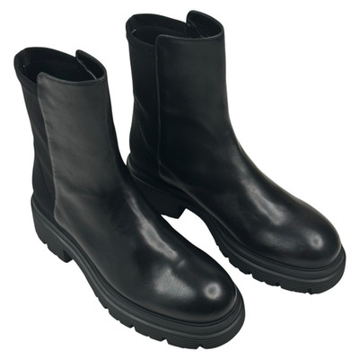 Stuart Weitzman 5050 Hudson Lite Bootie Black Leather Womens Size 7.5B New $595