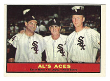 AL'S ACES 1961 Topps Baseball # 337 Early Wynn Al Lopez Herb Score White Sox Ex+