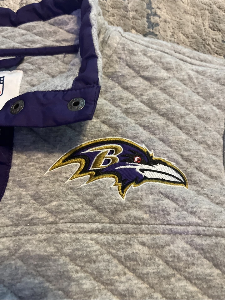 Baltimore Ravens NFL Team Apparel 1/4 Button Up Pullover Women’s Small S Gray - Image 3 of 4
