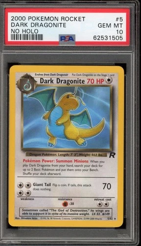 Pokemon Dark Dragonite Team Rocket NO HOLO ERROR Rare #5 PSA 10 Gem Mint