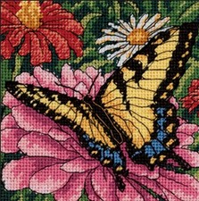 Dimensions Butterfly on Zinnia Cross Stitch Needlepoint Kit 7232 New/Sealed