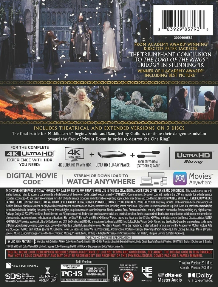 The Lord of the Rings The Return of the King (Extended & Theatrical Vers - Imagem 4 de 4