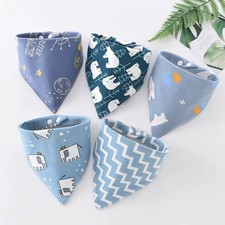 Baby Saliva Towel Triangle Scarf Cotton Bandana Waterproof Bibs 5Pc