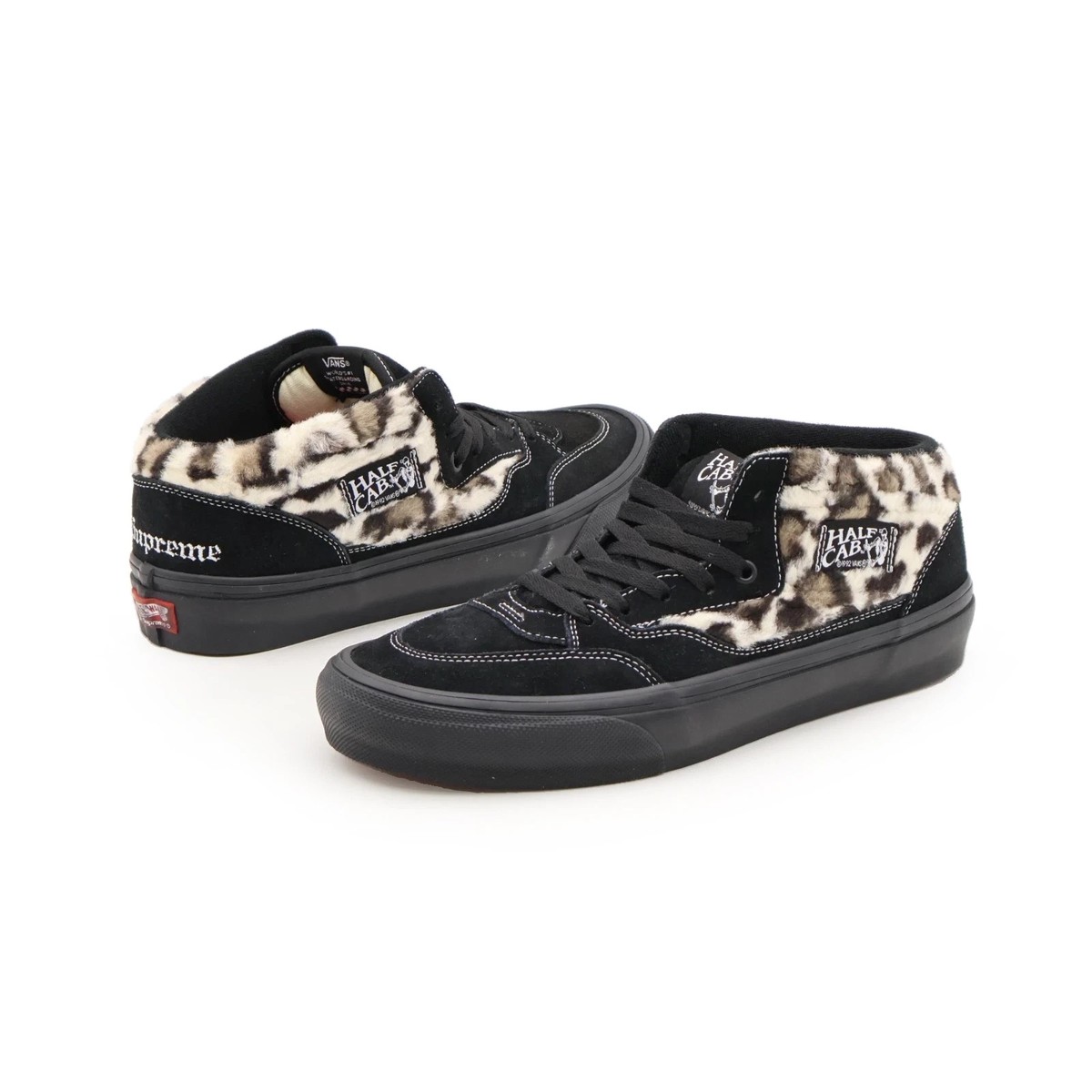 VN0A5KYABMA Supreme Vans Skate Leopard Half Cab 92 Black Animal