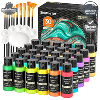 Acrylfarben Set Metallic 30 Farben 60Ml Mit 10 Pinseln Und Palette FüR KüNstler