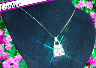 CARTIER Diamond Pendant 18K Gold VINTAGE Diamond Necklace HANDBAG Purse ESTATE