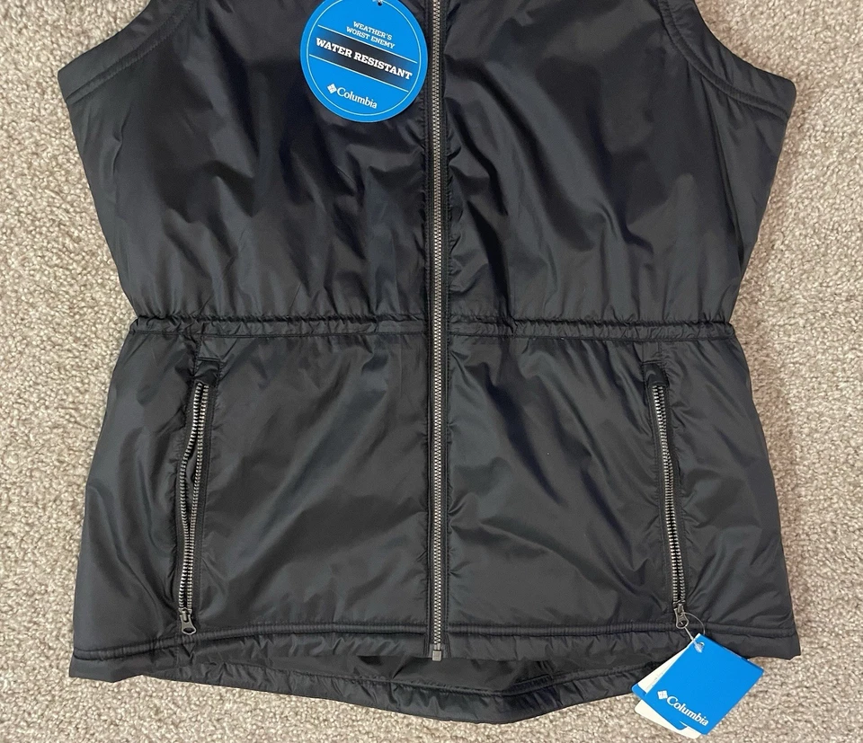 Nuevo chaleco con capucha para mujer Columbia Cedar Express II cremallera completa negro talla: grande Foto 3 de 4