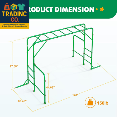 Outdoor Monkey Bars for Kids, Steel Monkey Bar for Backyard, with