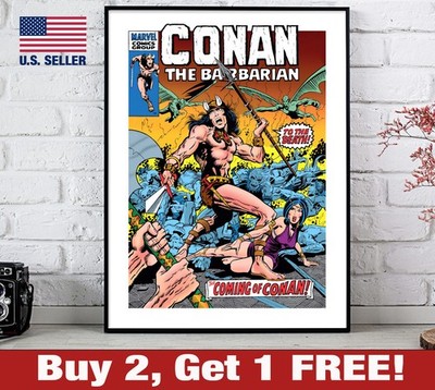 Conan the Barbarian Poster 18'' x 24'' Print Retro Marvel Comics 1 Wall Art
