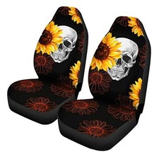 Sunflower Printed Front Seat Covers 2 pcs, Vehicle Seat Protector Car Mat