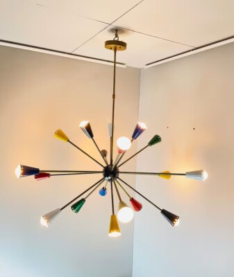 Sputnik Chandelier Mid Century Modern Stilnovo Style Multicolour Ceiling Light
