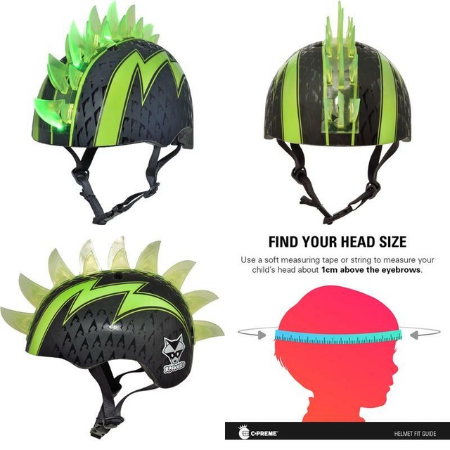 Raskullz Bolt Led Green Bike Helmet, Child 5+ (5054Cm) eBay