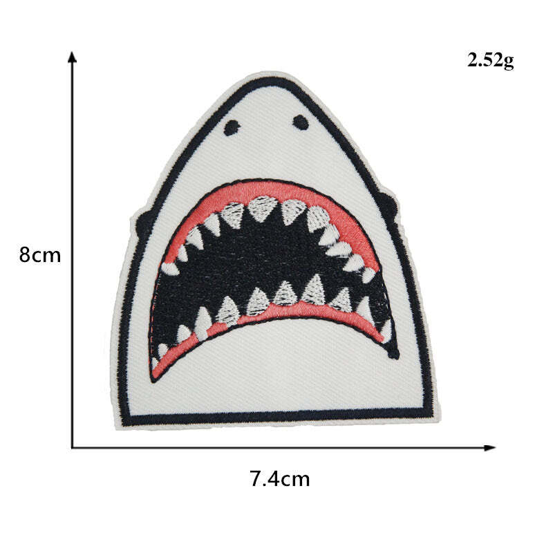 Shark Teeth  Iron On Embroidered W2.9" X H3.1" Applique Patches 2390
