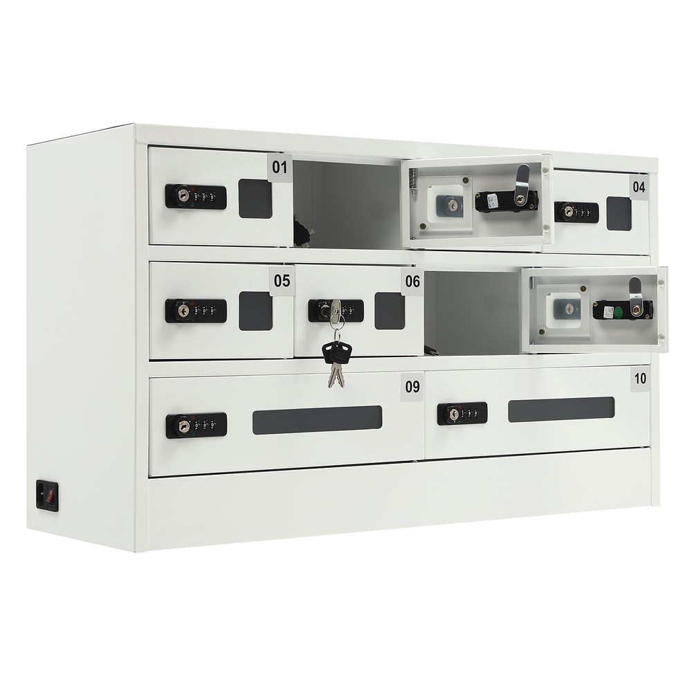 Cellphone Locker with Combination Lock Cellphone Charging Station 10 Slots 110V