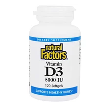 Natural Factors Vitamin D3 5000 IU, 120 Softgels