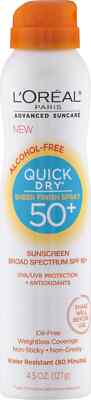 L'Oreal advanced suncare quick dry spray 50+ Alcohol Free (YOU WILL GET 2 CANS!)