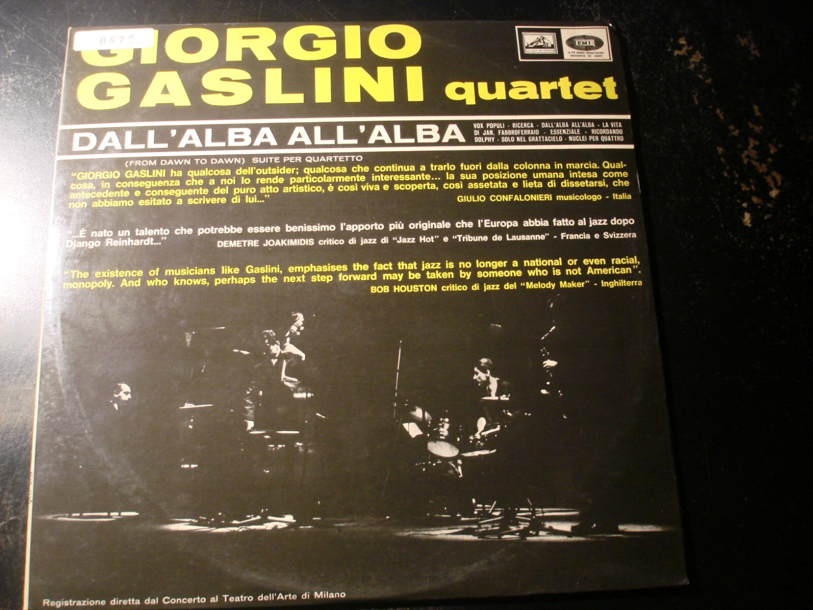 GIORGIO GASLINI QUARTET DALL'ALBA ALL'ALBA LP RECORD ITALY QELP 8139