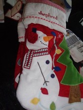Pottery Barn kids quilted Snowman Christmas stocking mono shepard New