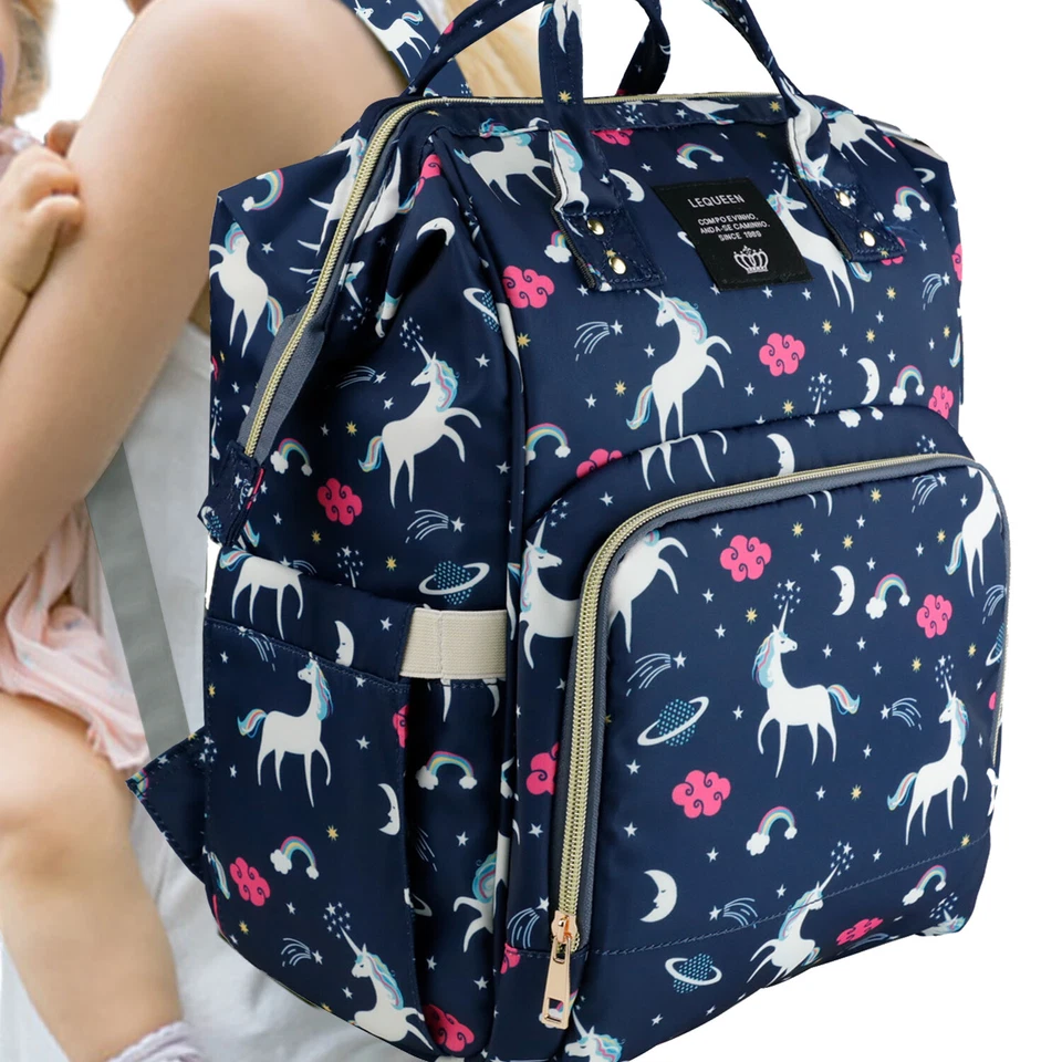 LEQUEEN Mummy Baby Diaper Bag Backpack Maternity Nappy Changing Bag Waterproof - Image 2 of 4