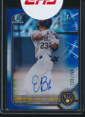 ERIC BROWN JR. AUTO 1st 2022 Bowman Chrome Draft BLUE REFRACTOR #/150 Rookie RC