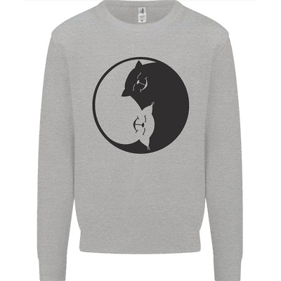 Yin Yang Katzenliebhaber lustiges Kätzchen Haustier Herren Sweatshirt Pullover