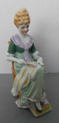 Vintage Gold Castle Chikusa Figurine Seamstress 6'' Japan