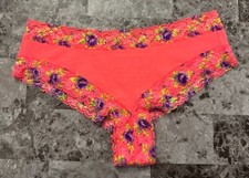 NWT VICTORIA'S SECRET PINK MEDIUM PURPLE FLORAL LACE VINTAGE RARE CHEEKY PANTIES