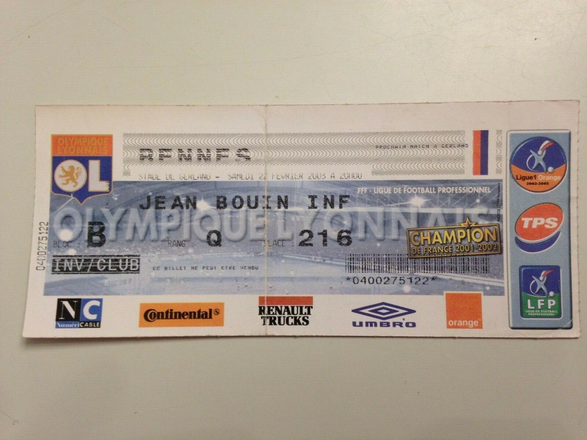 Lot De 6 Tickets Collector Olympique Lyonnais Ligue 1 (2003-2008)