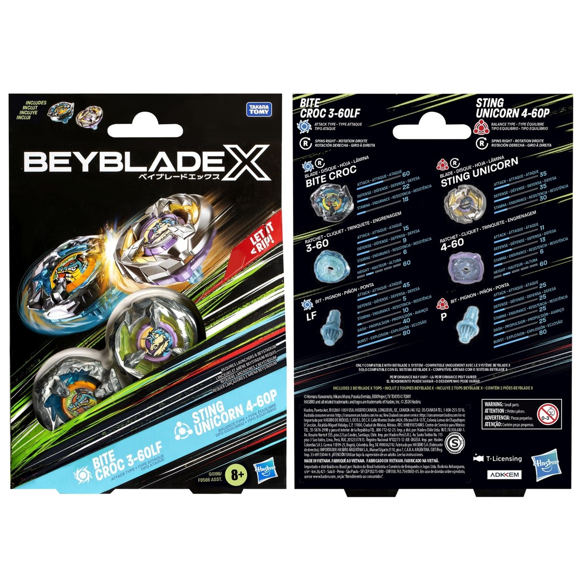 Beyblade X Dual Pack with Bite Croc and Sting Unicorn Spinning