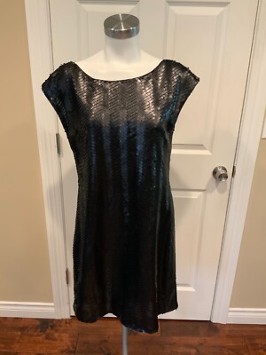 Rachel Zoe Black Sequin Dress w/ Open Back, Size 10 NWT!