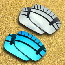 US 2 Pairs Polarized Lenses Replacement for-Oakley Fuel Cell-Silver Blue