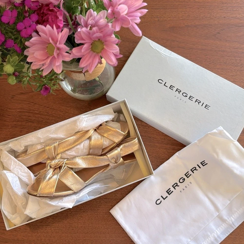 Nuevo en caja Sandalias de tacón de cuña translúcidas CLERGERIE en oro rosa talla 38/7,5 Foto 3 de 4