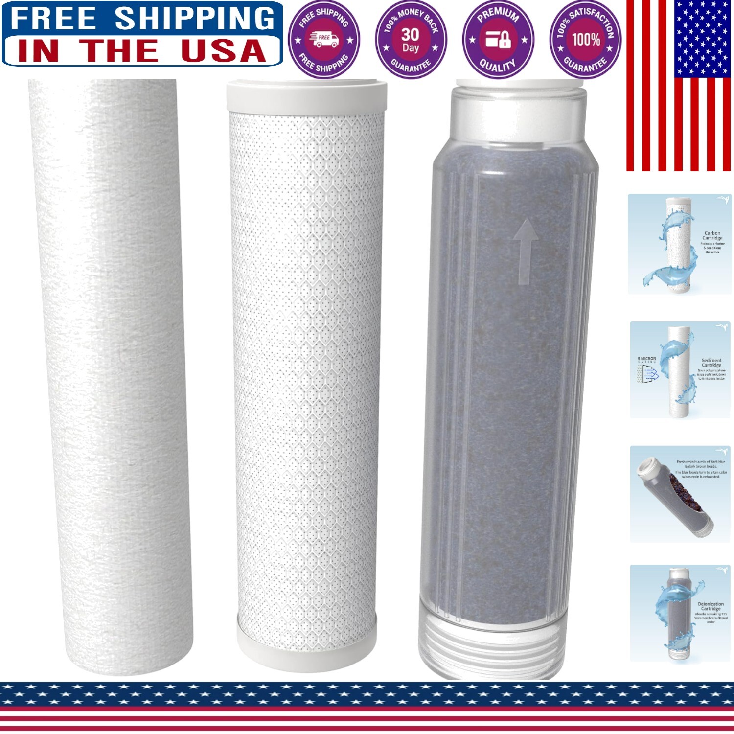 Universal 10-Inch Sediment and Carbon Block Filter Replacement for RODI Systems