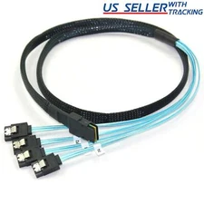 Mini SAS to 4 SATA SFF-8087 Multi-Lane Forward Breakout Splitter Cable 3 Feet