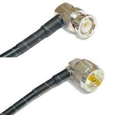 RFC195 Silver BNC MALE ANGLE to UHF Male Angle Coax RF Cable USA Lot