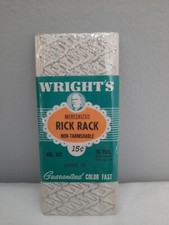 VTG NIP Wrights Shiny White Silver Metallic Medium 1/2" Rick Rack Trim 2.5 Yds