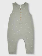 Quincy Mae Organic Cotton Baby Jumpsuit ,Olive Green Stars infat Cozy 0-3 Month