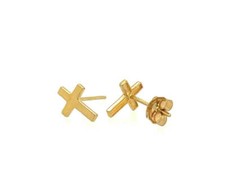 14K Yellow / White / Rose Gold Cross Stud Earrings