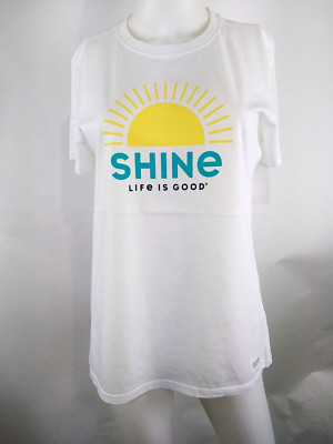 Life is Good Women Short Sleeve Crusher Lite Tee Sun Shine White Medium 68529