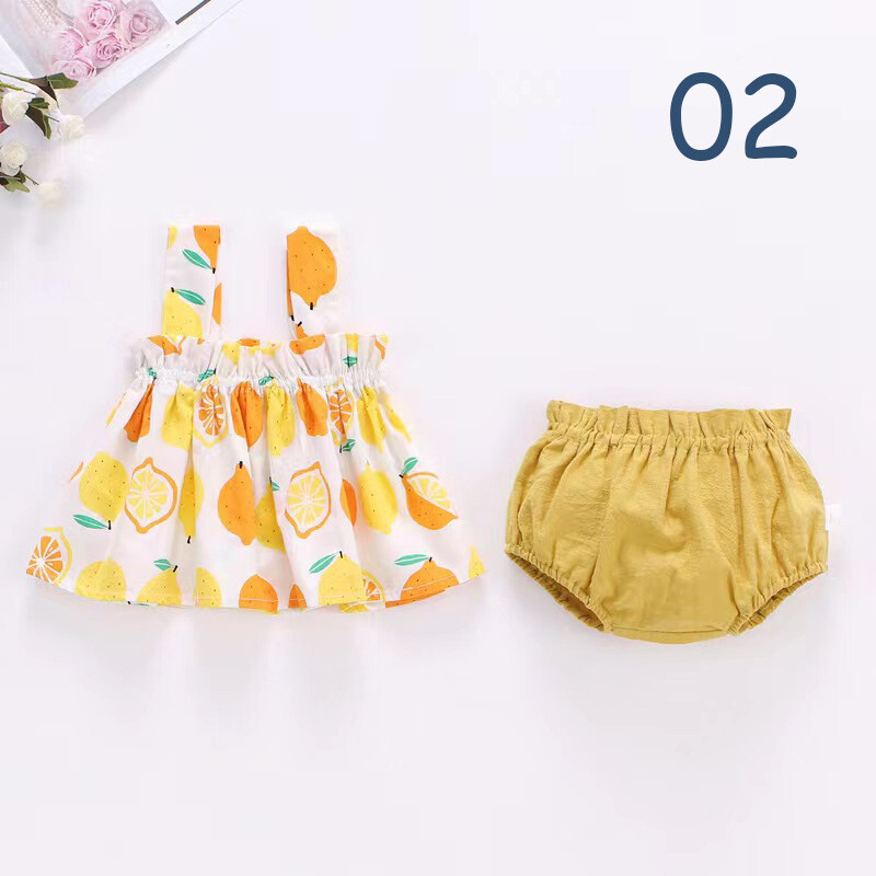 Summer Newborn Baby Clothes Suit Set for Girls Mini Strappy Dress