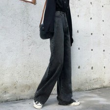 Donna Pantaloni Denim Pantaloni Jeans Gamba Larga Vita Alta Rétro Larga Dritto