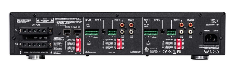 JBL VMA260 120-Watt 70 Volt 70V Mixer/Amplifier with Bluetooth 8 Channel Inputs - Image 3 of 4
