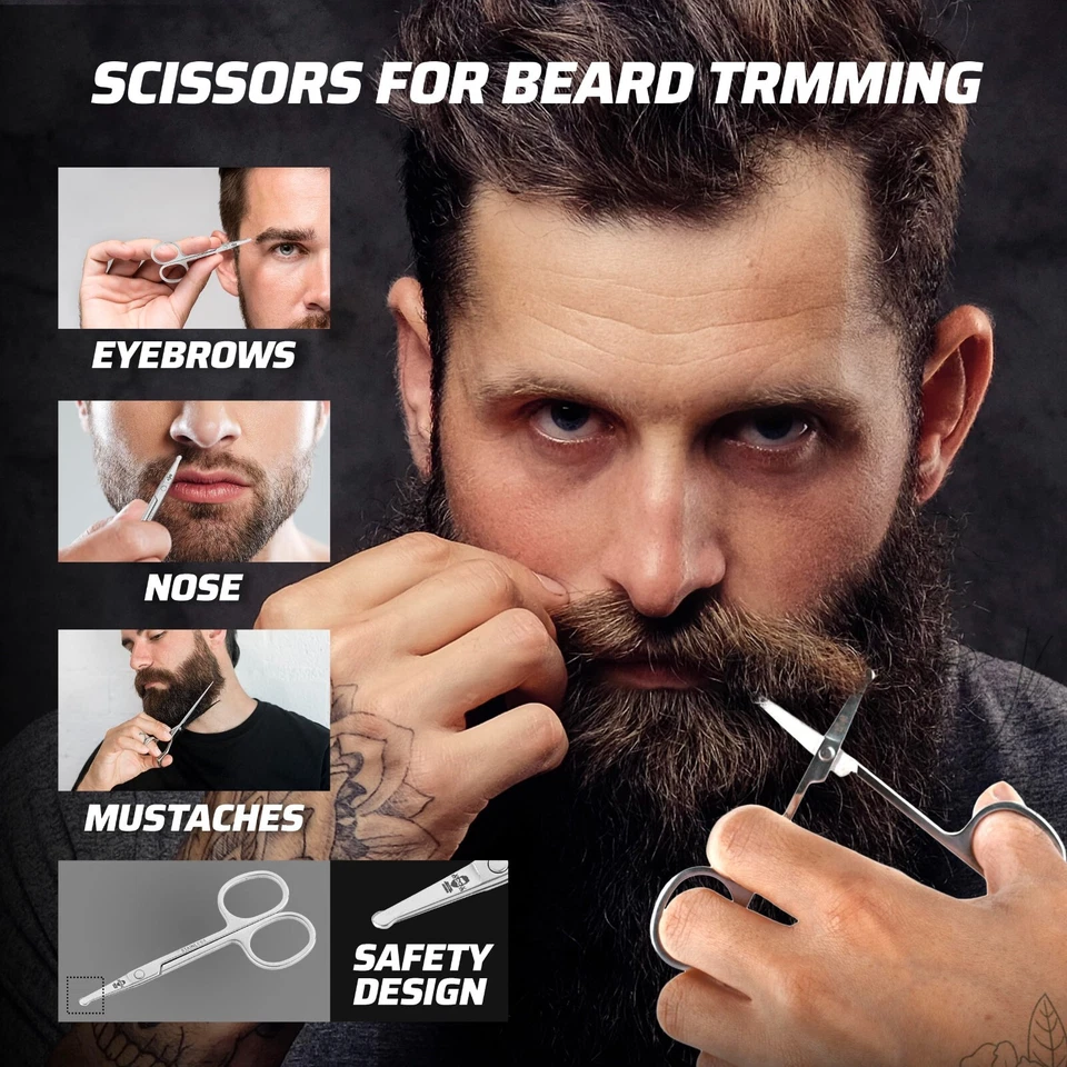 Beard Hair Brush, Comb and Scissors Set for Men's Beard Care Grooming - Image 4 of 4